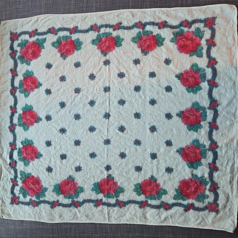 Floral Roses Patterned Cream Scarf - Picture 7 of 9